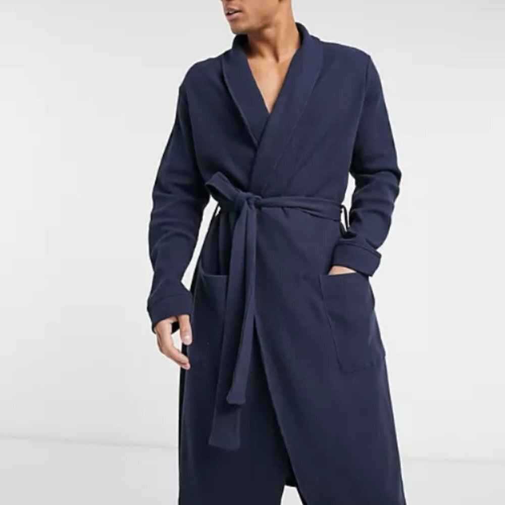 Asos Design Men's Lounge Dressing Gown Navy